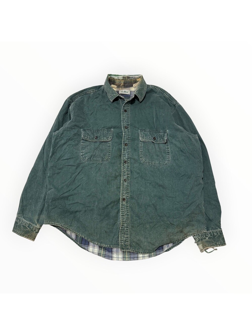 Vintage 90s L.L. Bean Flannel Lined Button Jacket Size XL Made In Canada Men’s